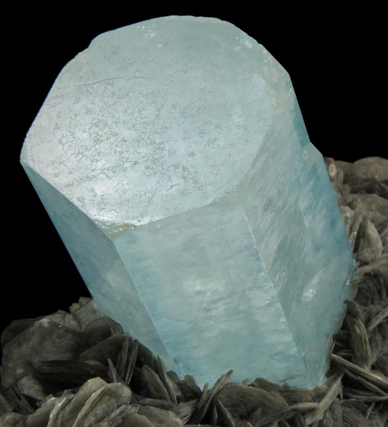 Beryl var. Aquamarine on Muscovite from Nagar, Hunza Valley, Gilgit District, Gilgit-Baltistan, Pakistan