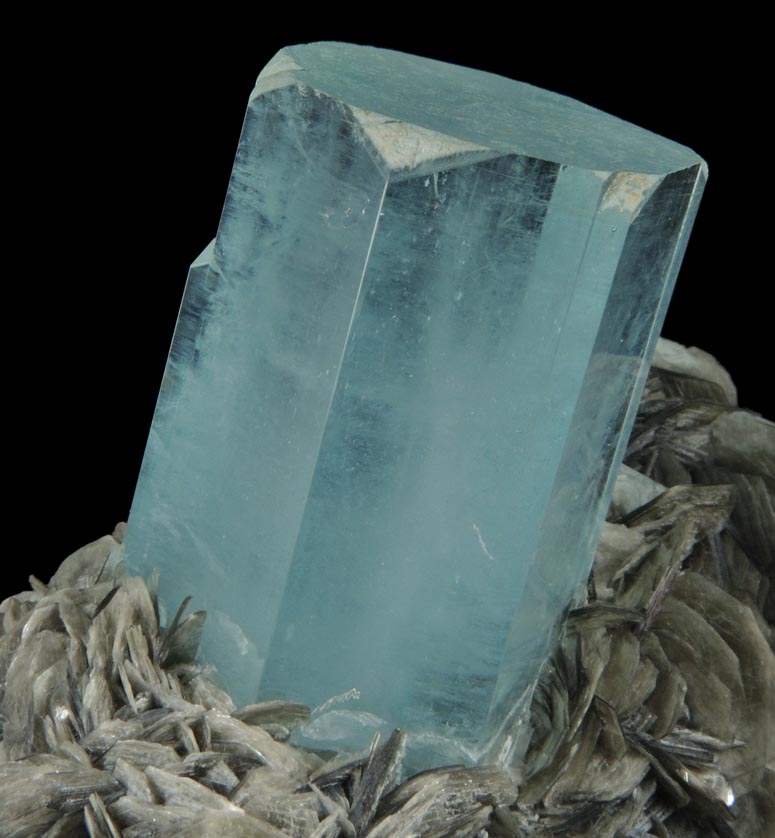 Beryl var. Aquamarine on Muscovite from Nagar, Hunza Valley, Gilgit District, Gilgit-Baltistan, Pakistan