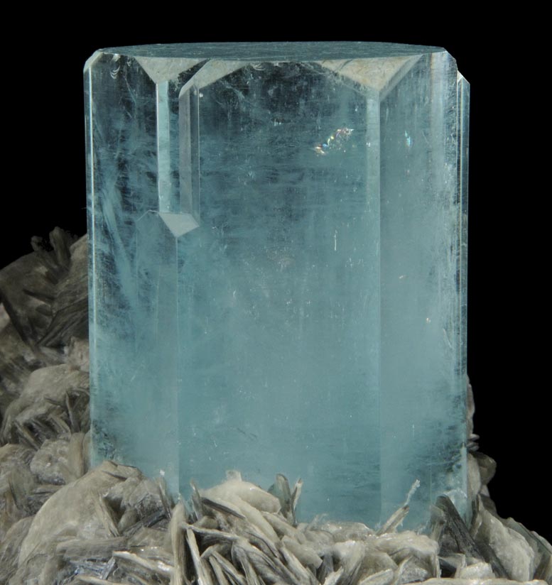 Beryl var. Aquamarine on Muscovite from Nagar, Hunza Valley, Gilgit District, Gilgit-Baltistan, Pakistan