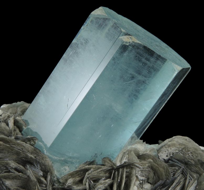 Beryl var. Aquamarine on Muscovite from Nagar, Hunza Valley, Gilgit District, Gilgit-Baltistan, Pakistan