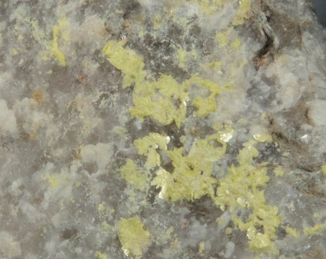 Autunite on pegmatite from Ruggles Mine, Grafton Center, Grafton County, New Hampshire