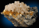 Calcite on Wulfenite from Mystery Tunnel (to Silver Bill Mine), Gleeson, Cochise County, Arizona