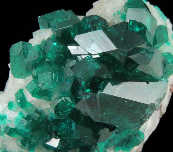 Dioptase on Calcite from Tsumeb Mine, Otavi-Bergland District, Oshikoto, Namibia