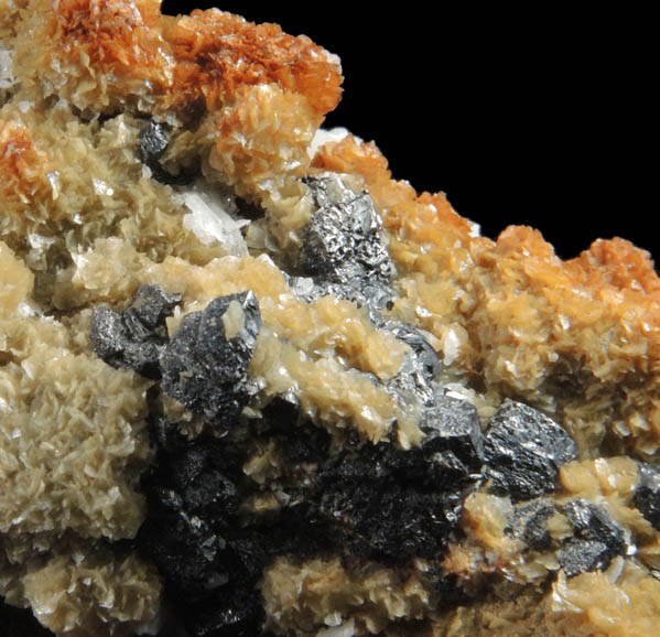 Siderite over Sphalerite with Barite from Force Crag Mine, Braithwaite District, Cumberland, England