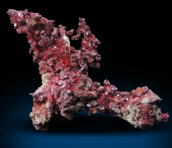 Cuprite var. Chalcotrichite on Copper from Globe-Miami District, Gila County, Arizona