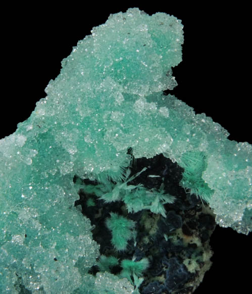 Quartz over Malachite on Tenorite from Lucky mine, Orogrande District, Otero County, New Mexico