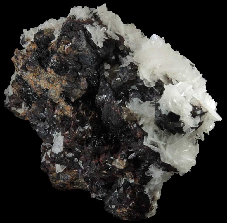 Barite on Sphalerite with Bitumen from Minerva #1 Mine, Cave-in-Rock District, Hardin County, Illinois