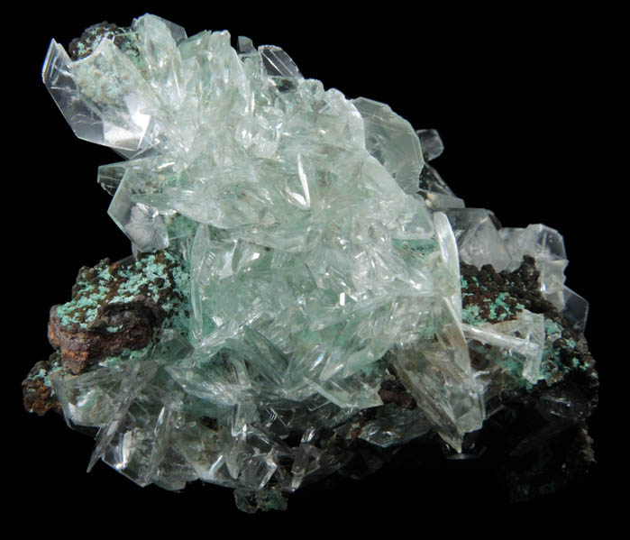 Calcite on Limonite with Rosasite from Mina Ojuela, Mapimi, Durango, Mexico