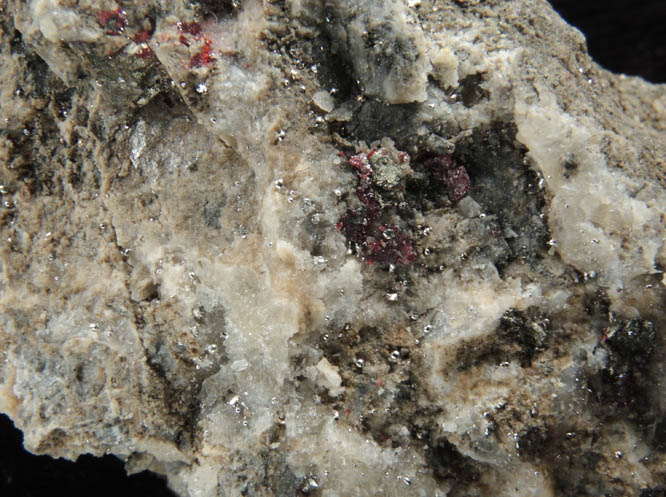 Mercury with Tiemannite, Cinnabar, Pyrite from Castle Rock Springs, 24 km northeast of Healdsburg, Sonoma County, California