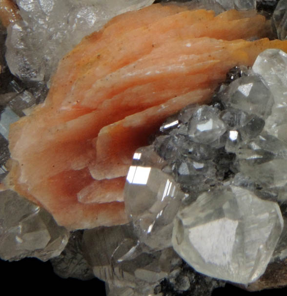 Cerussite on Galena with Barite from Mibladen, Haute Moulouya Basin, Zeida-Aouli-Mibladen belt, Midelt Province, Morocco