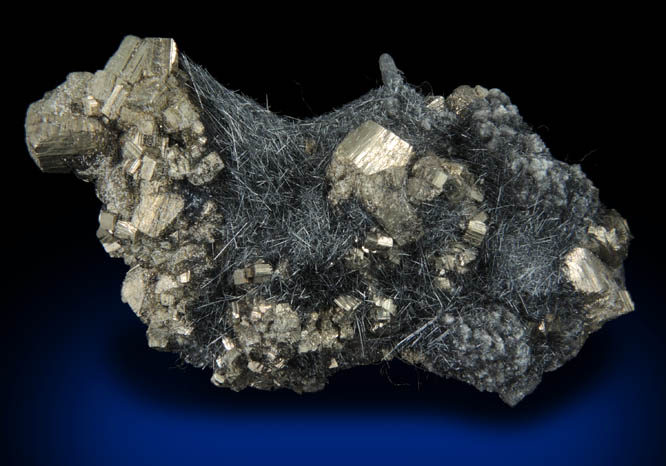 Jamesonite-Boulangerite on Pyrite from Mina Noche Buena, Mazapil, Zacatecas, Mexico