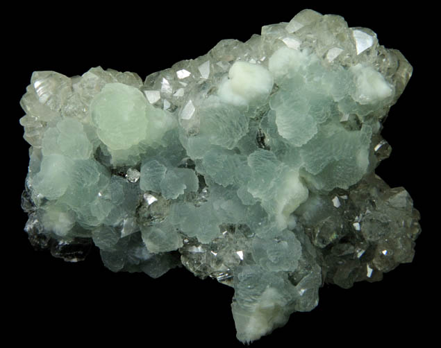 Datolite over Prehnite pseudomorph after Anhydrite from New Street Quarry, Paterson, Passaic County, New Jersey