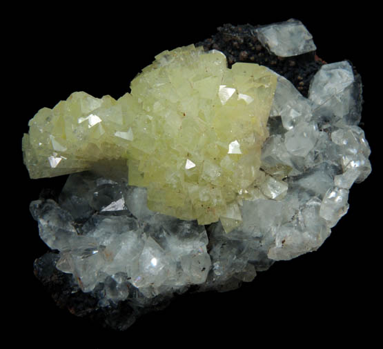 Adamite with Calcite from Mina Ojuela, Mapimi, Durango, Mexico