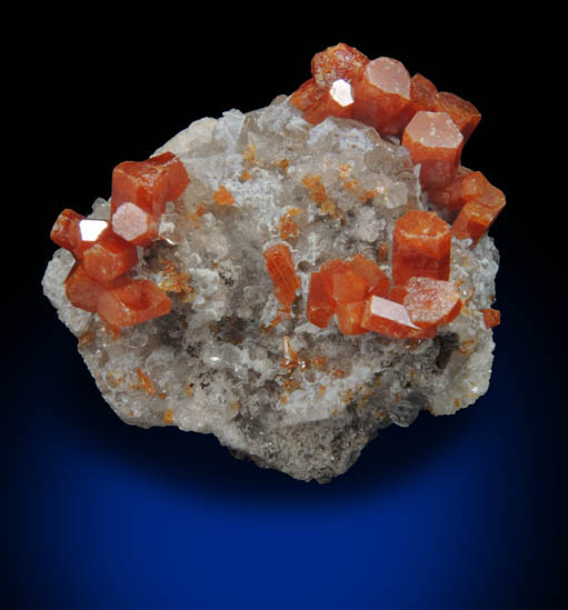 Vanadinite on Calcite from Apex Mine, San Carlos, Chihuahua, Mexico