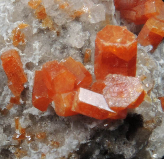Vanadinite on Calcite from Apex Mine, San Carlos, Chihuahua, Mexico