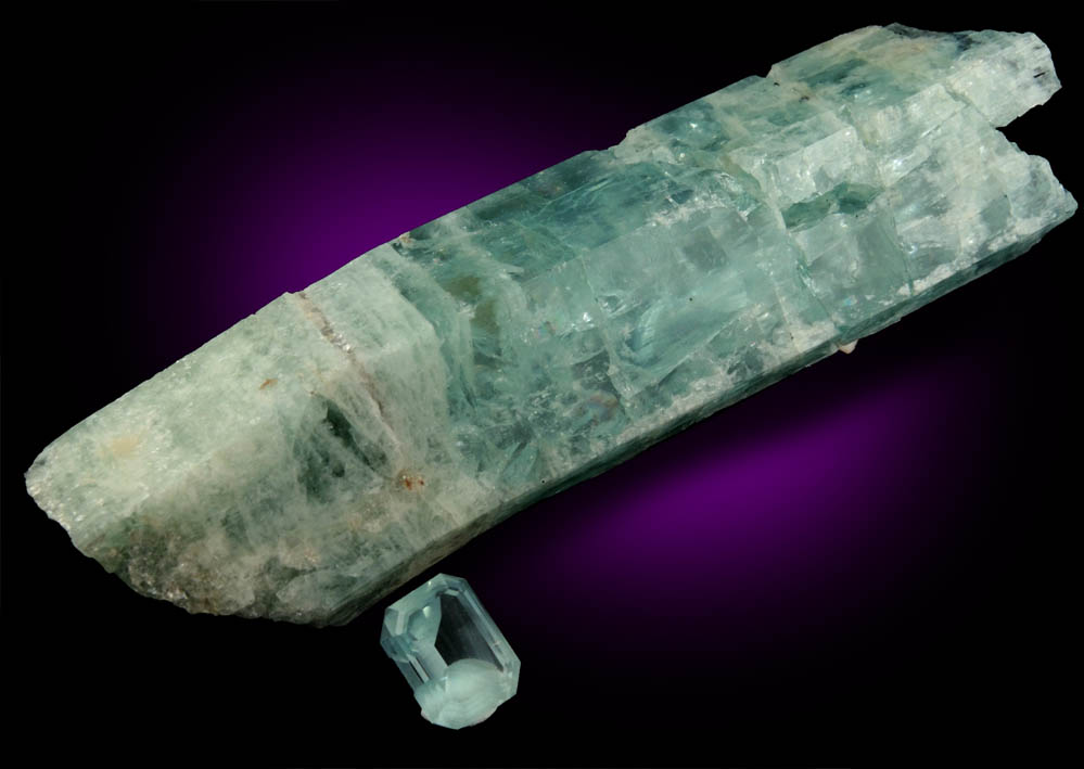 Beryl var. Aquamarine (faceted 3.06 carat gemstone with crystal that it came from) from Long Hill, Haddam, Middlesex County, Connecticut