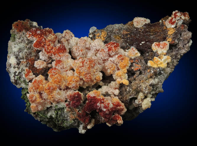 Mimetite on Calcite with Duftite from Tsumeb Mine, Otavi-Bergland District, Oshikoto, Namibia (Type Locality for Duftite)