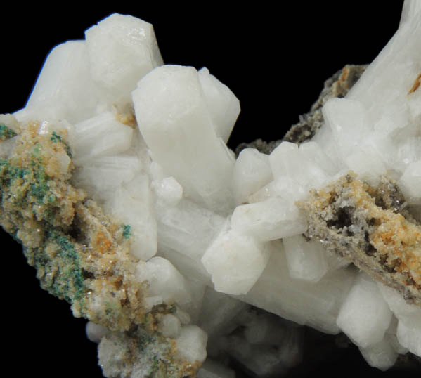 Aragonite var. Tarnowitzite on Mimetite from Tsumeb Mine, Otavi-Bergland District, Oshikoto, Namibia