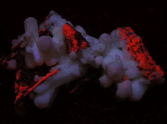 Aragonite var. Tarnowitzite on Mimetite from Tsumeb Mine, Otavi-Bergland District, Oshikoto, Namibia