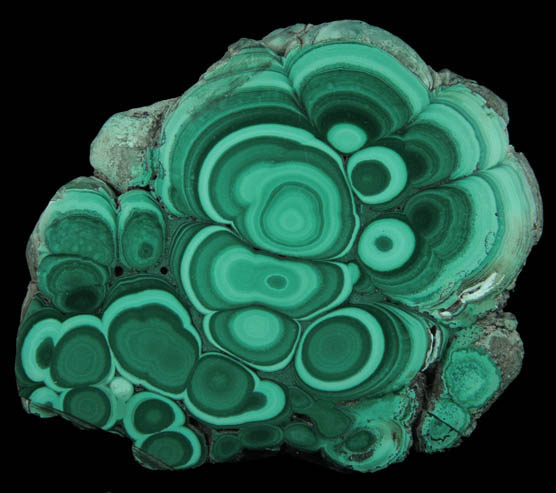 Malachite from Kolwezi Mining District, 240 km WNW of  Lubumbashi, Katanga Copperbelt, Lualaba Province, Democratic Republic of the Congo