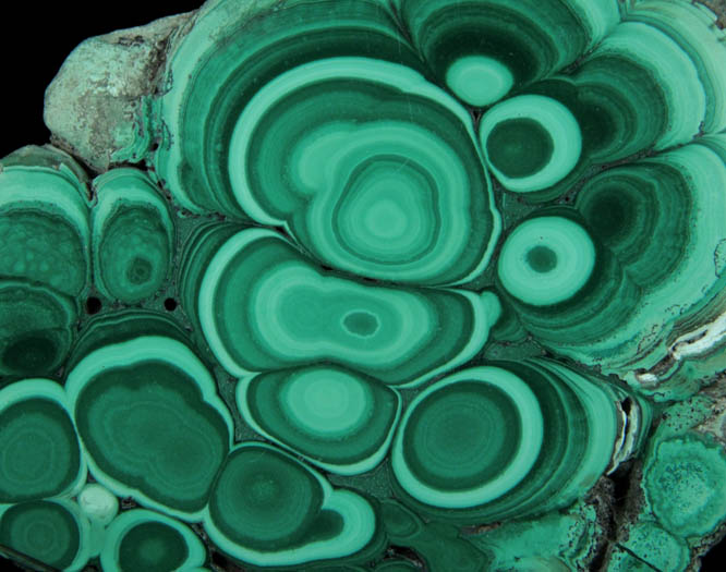 Malachite from Kolwezi Mining District, 240 km WNW of  Lubumbashi, Katanga Copperbelt, Lualaba Province, Democratic Republic of the Congo