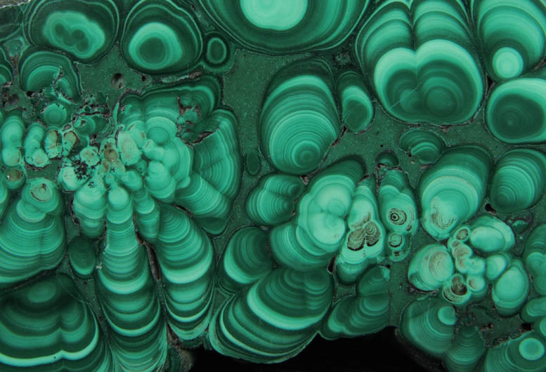 Malachite from Kolwezi Mining District, 240 km WNW of  Lubumbashi, Katanga Copperbelt, Lualaba Province, Democratic Republic of the Congo