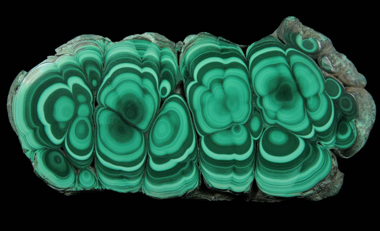 Malachite from Kolwezi Mining District, 240 km WNW of  Lubumbashi, Katanga Copperbelt, Lualaba Province, Democratic Republic of the Congo