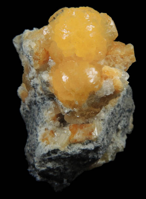 Stilbite on Calcite from Fairfax Quarry, 6.4 km west of Centreville, Fairfax County, Virginia