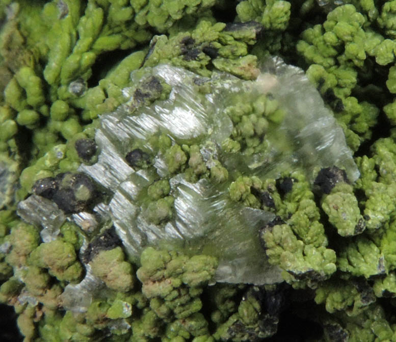 Mottramite intergrown with Calcite from Tsumeb Mine, Otavi-Bergland District, Oshikoto, Namibia