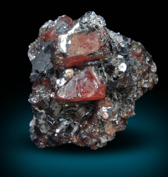 Rhodonite in Galena from Broken Hill, New South Wales, Australia