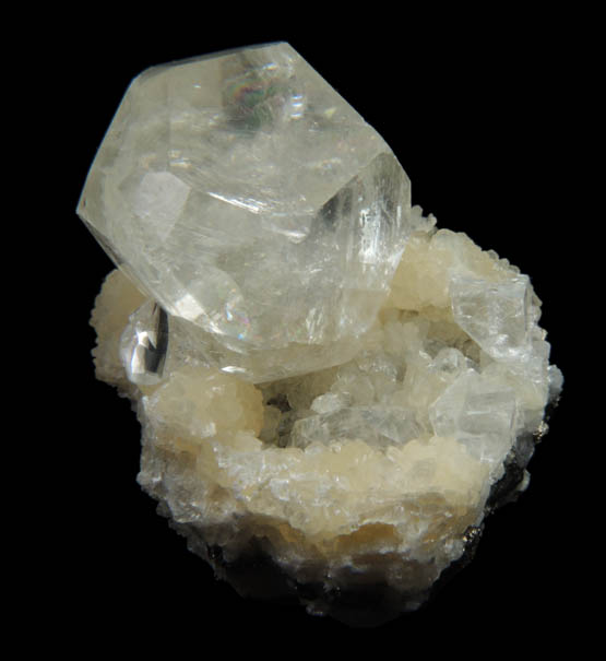 Calcite on Stellerite from Sokolovskiy Mine, Rudnyy, Kustanay Oblast, Kazakhstan