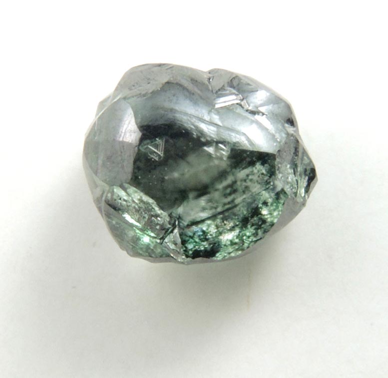 Diamond (1.14 carat fancy-green irregular crystal) from Almazy Anabara Mine, Republic of Sakha, Siberia, Russia