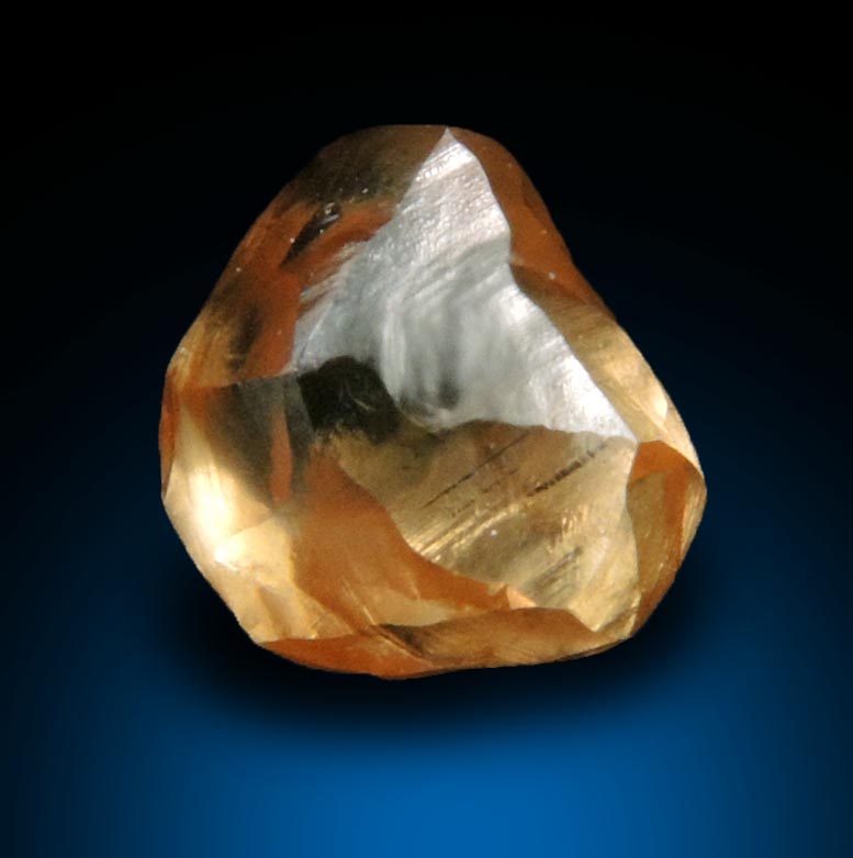 Diamond (1 carat orange-brown distorted dodecahedral crystal) from Northern Cape Province, South Africa