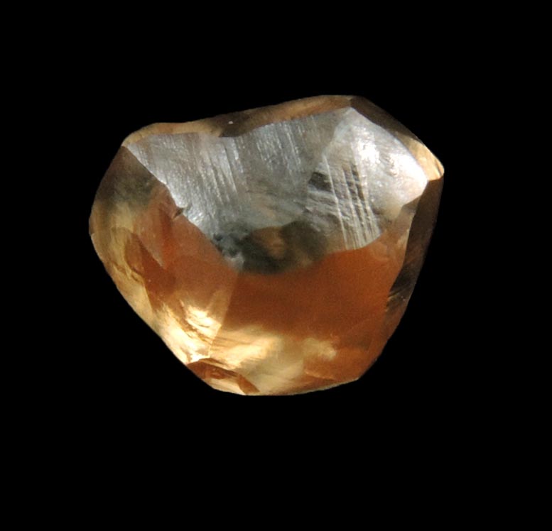 Diamond (1 carat orange-brown distorted dodecahedral crystal) from Northern Cape Province, South Africa