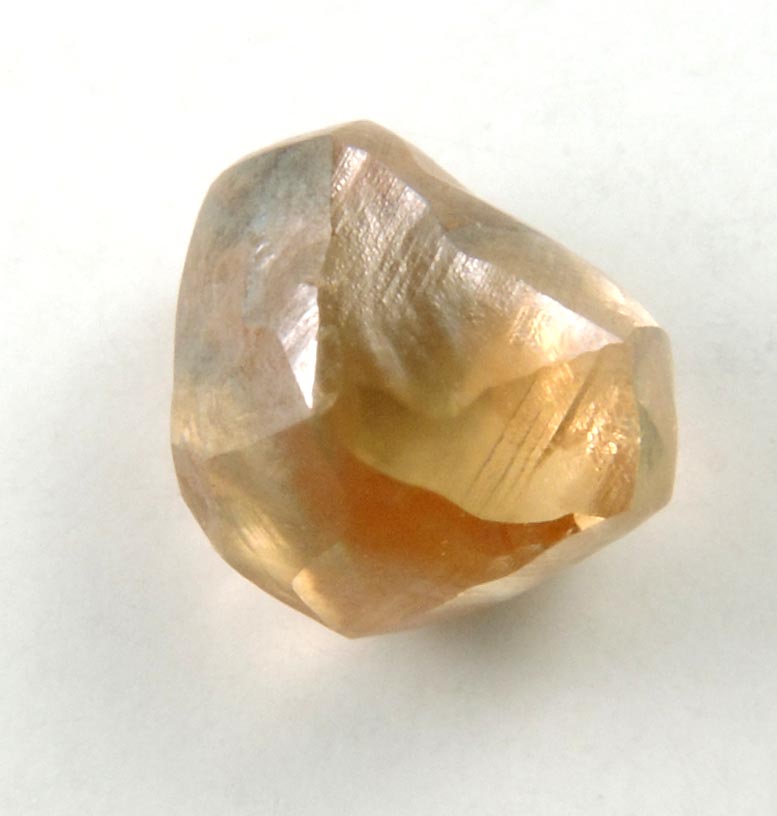 Diamond (1 carat orange-brown distorted dodecahedral crystal) from Northern Cape Province, South Africa