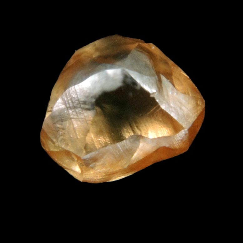 Diamond (1 carat orange-brown distorted dodecahedral crystal) from Northern Cape Province, South Africa