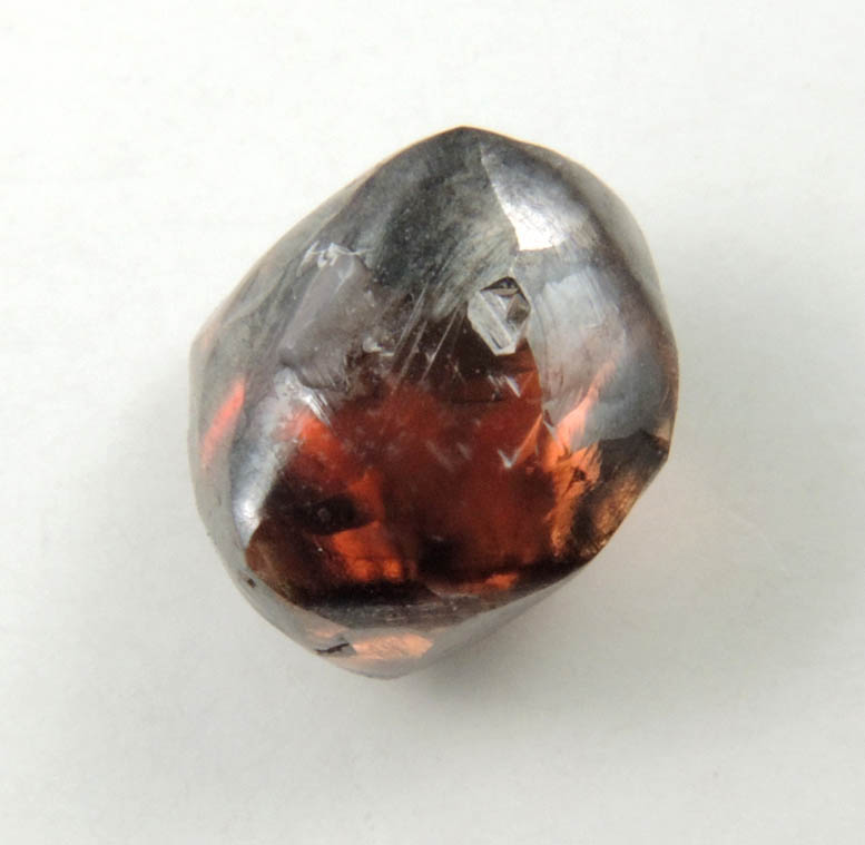 Diamond (1.04 carat red-brown distorted octahedral crystal) from Northern Cape Province, South Africa