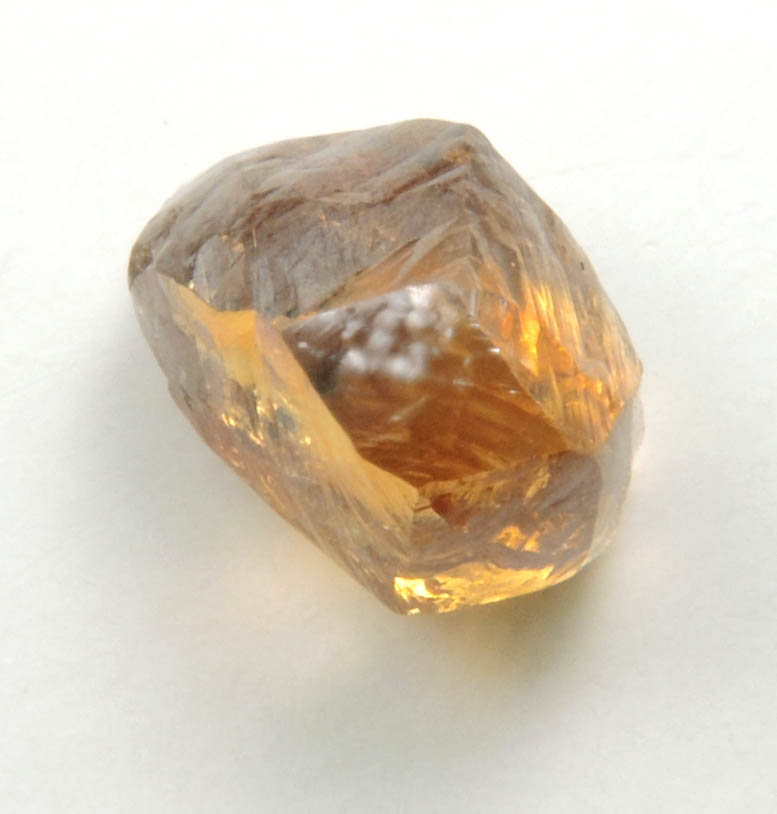 Diamond (1.09 carat fancy-orange distorted dodecahedral crystal) from Northern Cape Province, South Africa