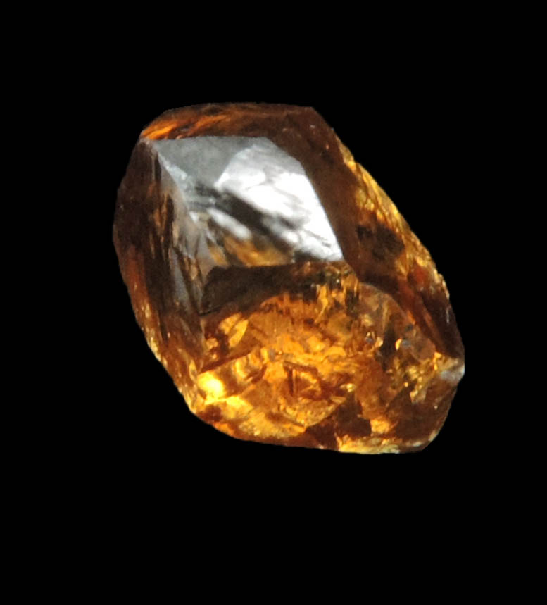 Diamond (1.09 carat fancy-orange distorted dodecahedral crystal) from Northern Cape Province, South Africa