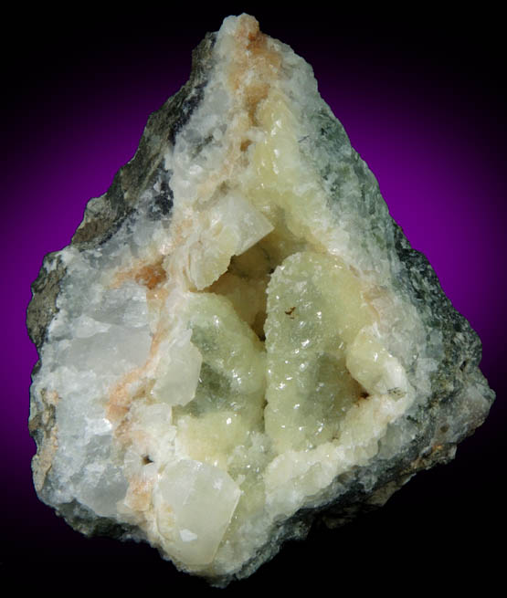 Prehnite pseudomorphs after Anhydrite with Calcite from New Street Quarry, Paterson, Passaic County, New Jersey