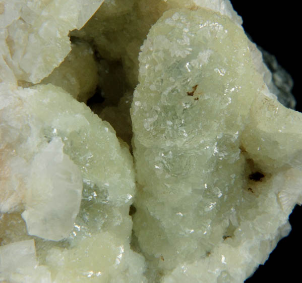 Prehnite pseudomorphs after Anhydrite with Calcite from New Street Quarry, Paterson, Passaic County, New Jersey