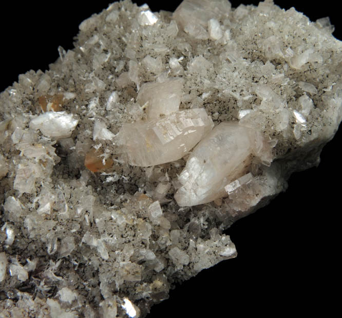 Heulandite over Quartz from Prospect Park Quarry, Prospect Park, Passaic County, New Jersey