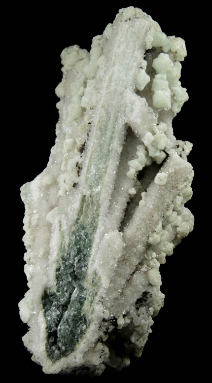 Prehnite on Quartz pseudomorphs after Anhydrite from Prospect Park Quarry, Prospect Park, Passaic County, New Jersey