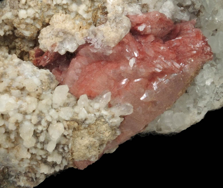 Heulandite on Calcite from Prospect Park Quarry, Prospect Park, Passaic County, New Jersey