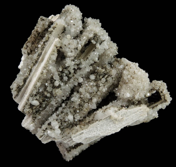 Quartz pseudomorphs after Anhydrite with Chamosite from Prospect Park Quarry, Prospect Park, Passaic County, New Jersey