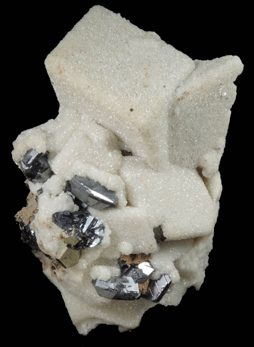 Dolomite pseudomorphs after Calcite with Pyrite and Sphalerite from Naica District, Saucillo, Chihuahua, Mexico