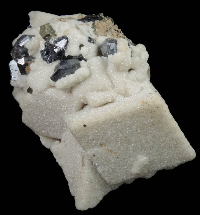 Dolomite pseudomorphs after Calcite with Pyrite and Sphalerite from Naica District, Saucillo, Chihuahua, Mexico