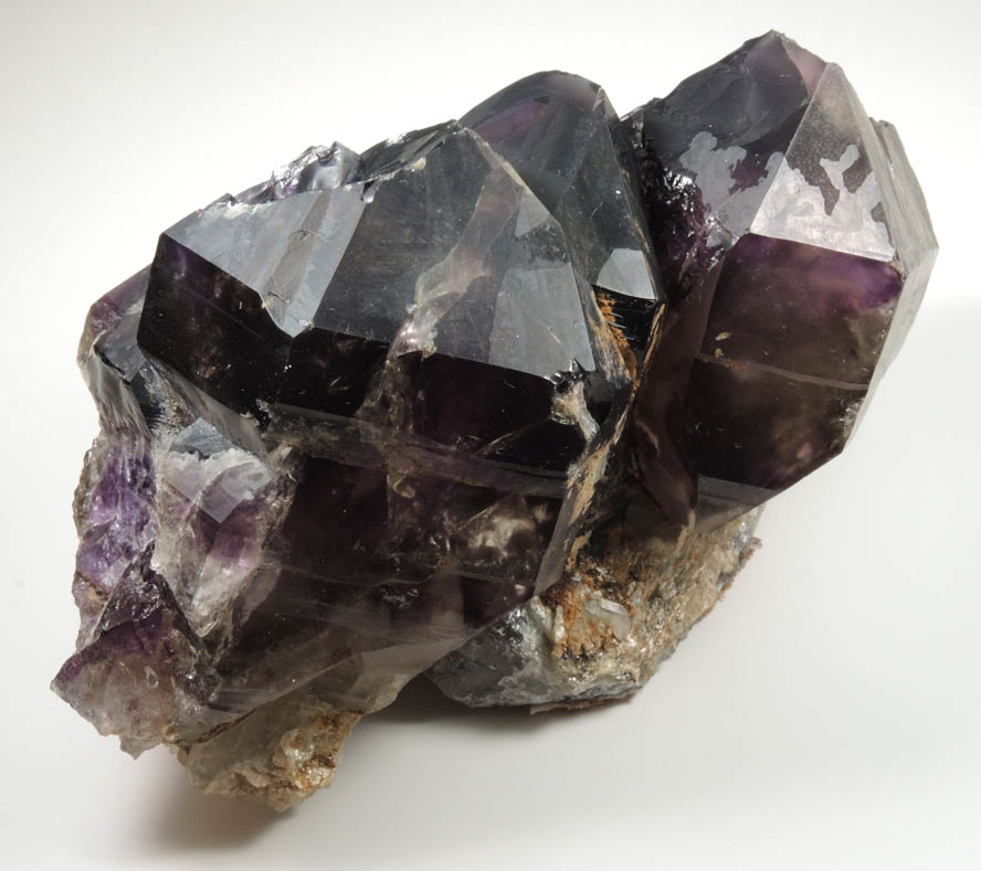 Quartz var. Amethyst-Smoky Quartz (Dauphin Law Twins) from Black Cap Mountain, east of North Conway, Carroll County, New Hampshire