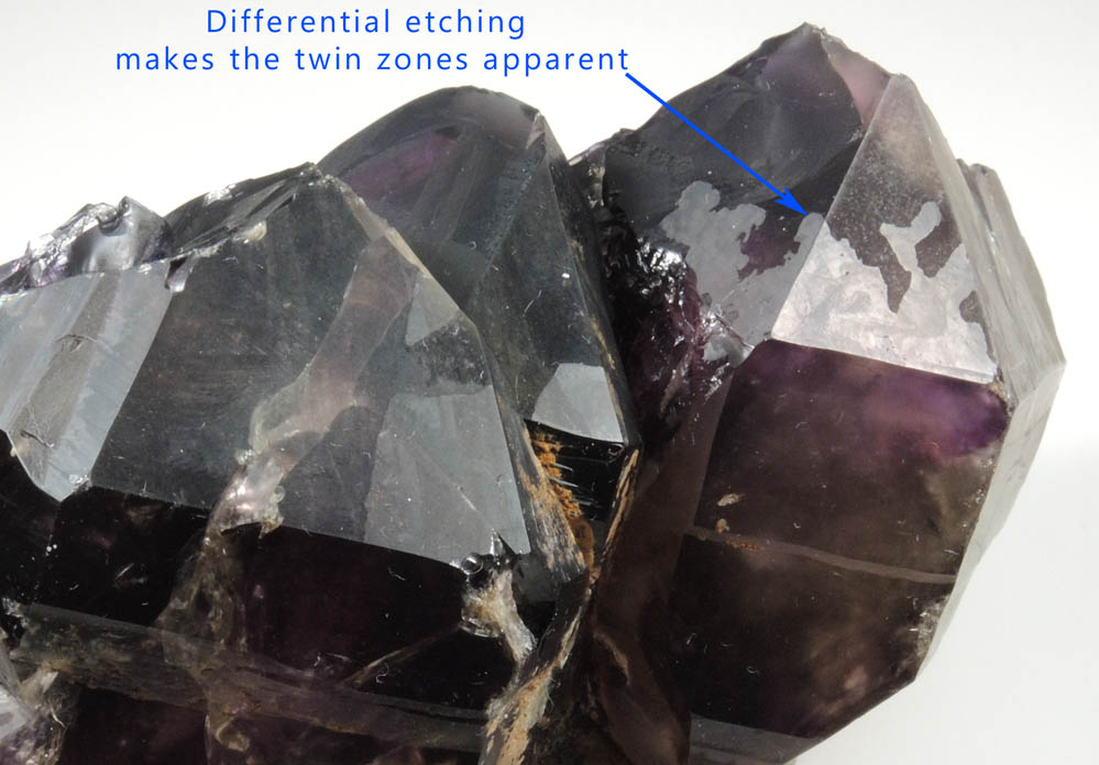Quartz var. Amethyst-Smoky Quartz (Dauphin Law Twins) from Black Cap Mountain, east of North Conway, Carroll County, New Hampshire