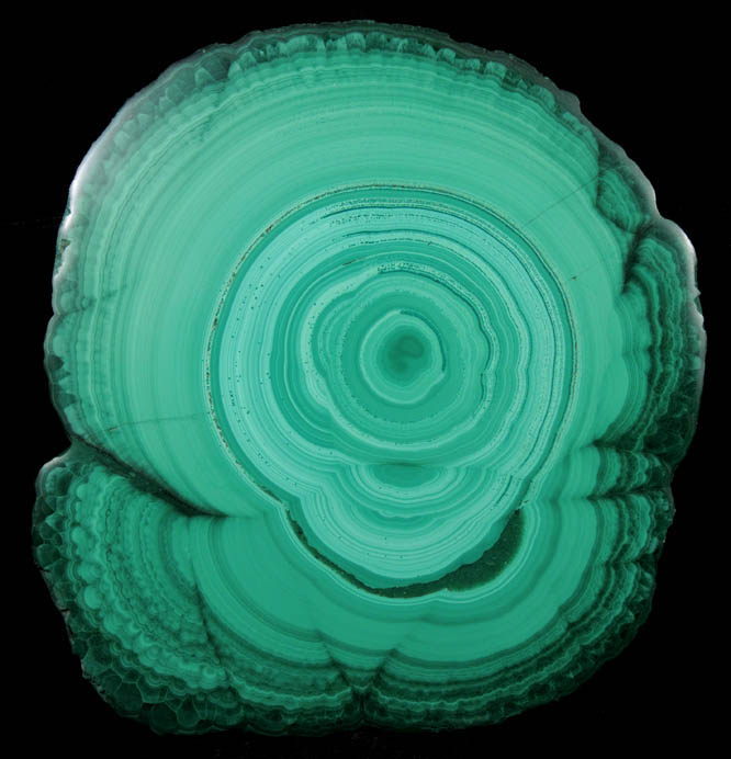 Malachite from Kolwezi Mining District, 240 km WNW of  Lubumbashi, Katanga Copperbelt, Lualaba Province, Democratic Republic of the Congo